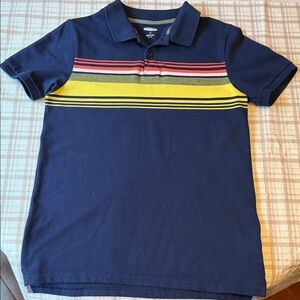 Navy Blue Polo Shirt with Stripes